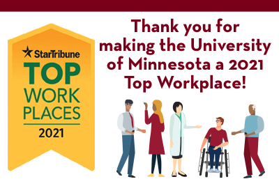 University of Minnesota recognized as a 2021 Top Workplace