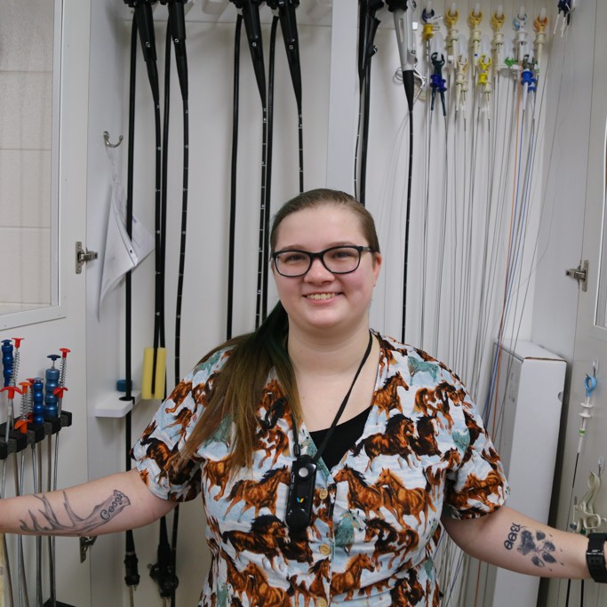 Madison Ellis in the Veterinary Medical Center