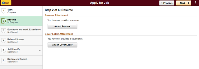 step two of six: resume