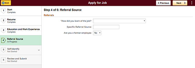 step four of six: referral source