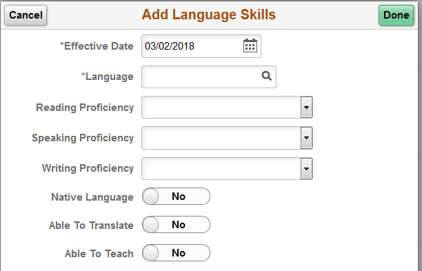 add language skills popup