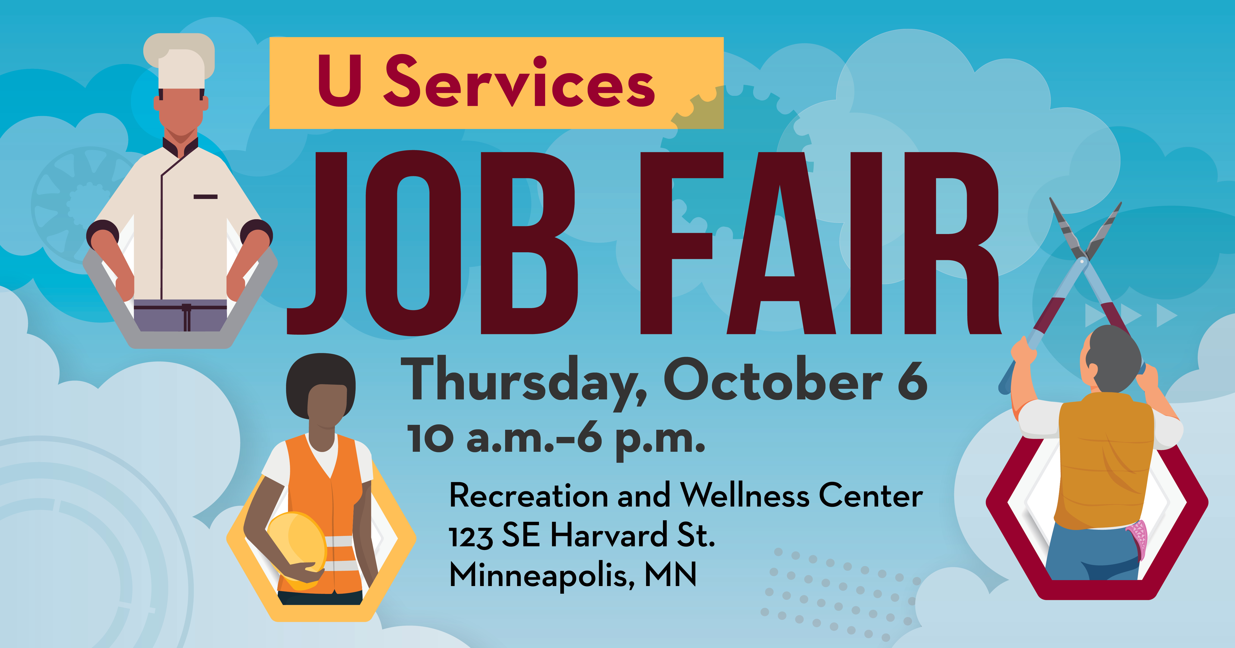 U Services Job Fair (Thursday, 10/6, 10 a.m. to 6 p.m.), Recreation and Wellness Center