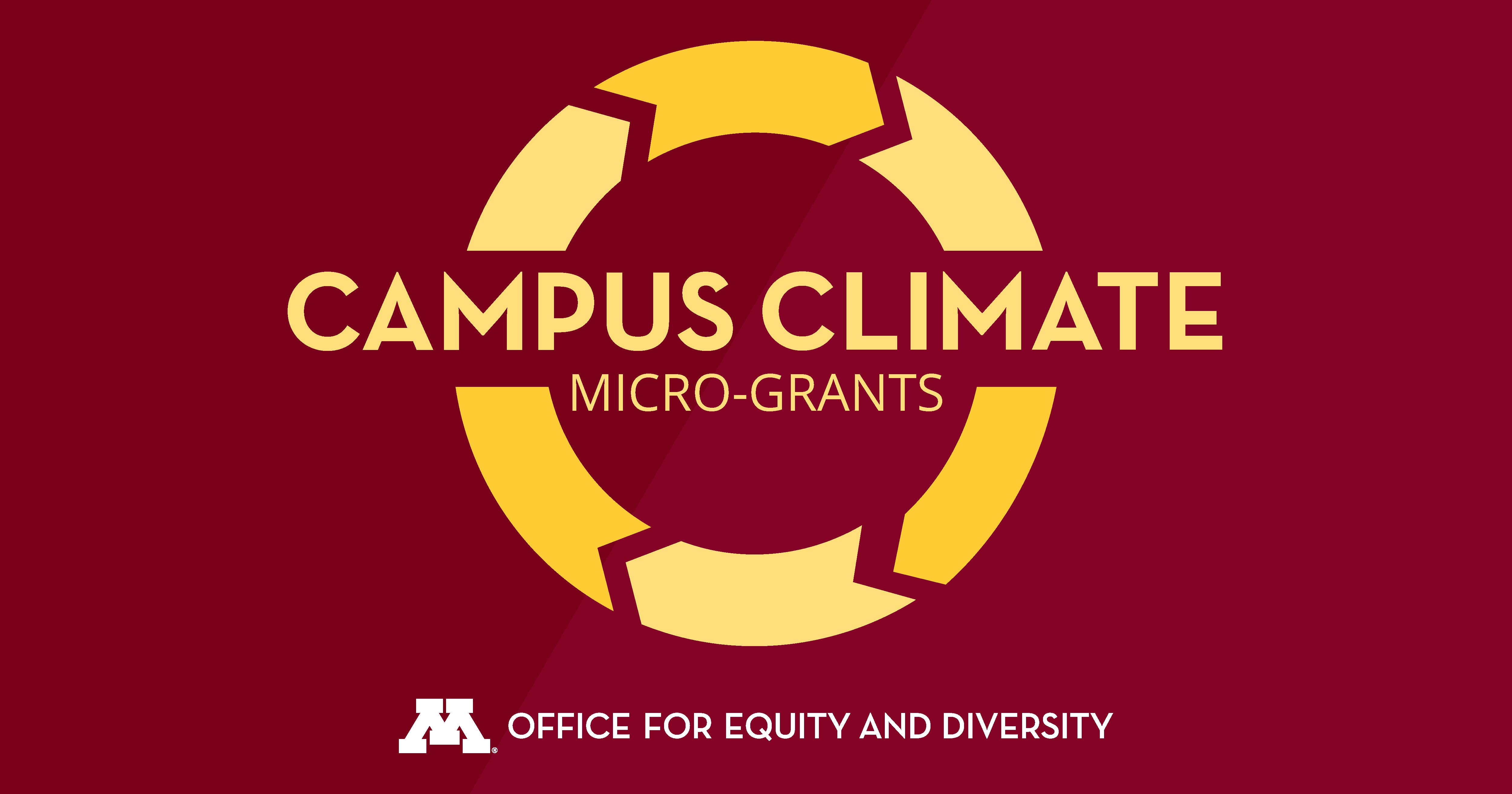 Campus Climate Micro-Grants program logo, sponsored by the University's Office for Equity and Diversity.