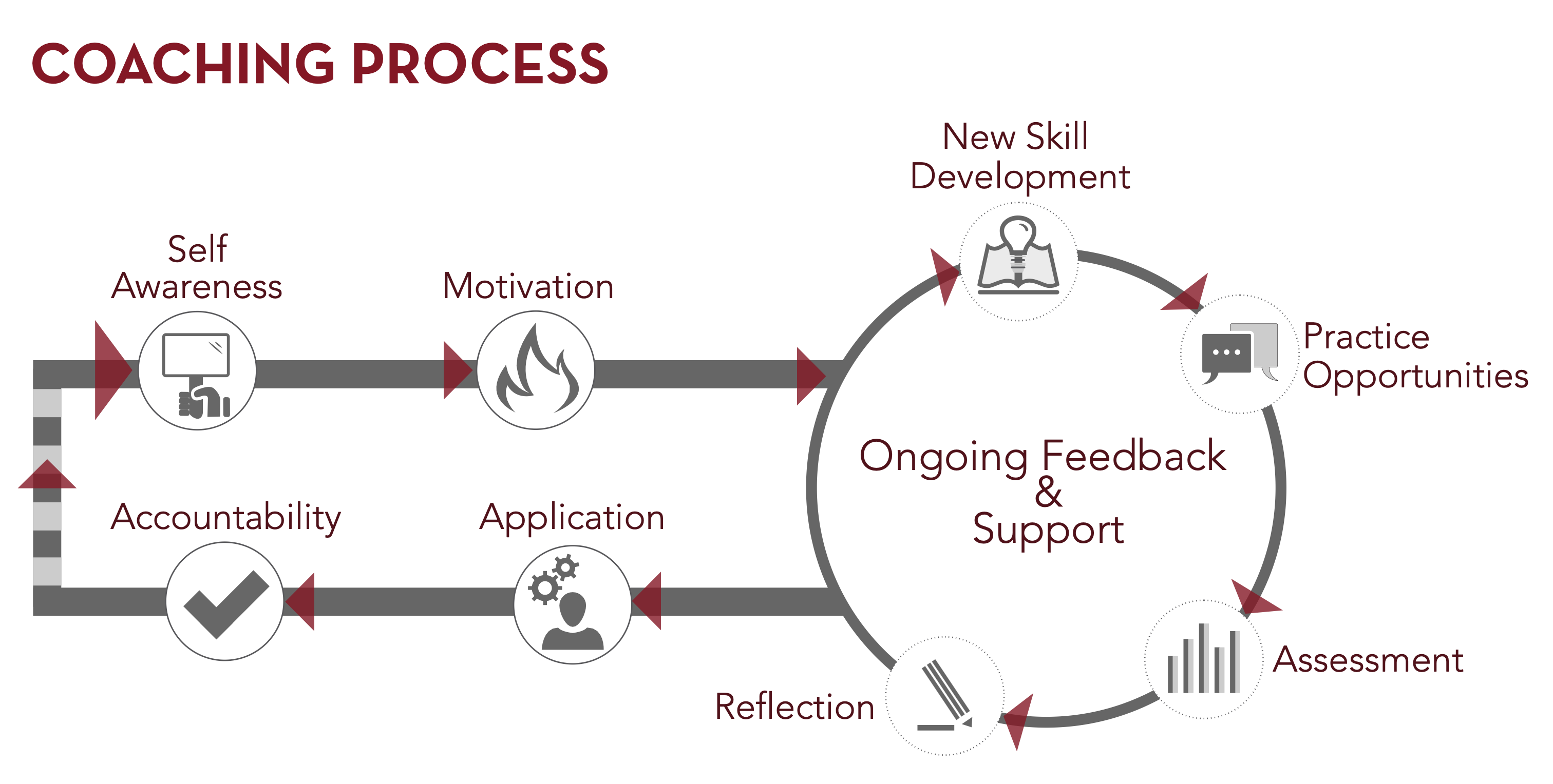 Coaching Process diagram. See captions for details.